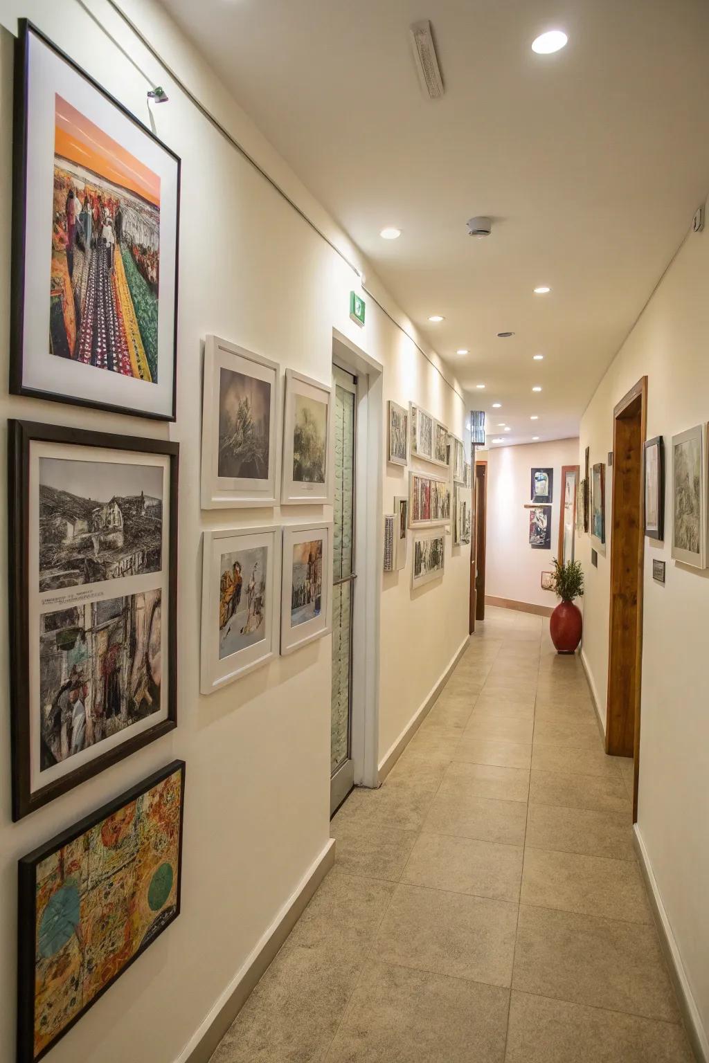 An art-focused wall adds flair and individuality to any area.