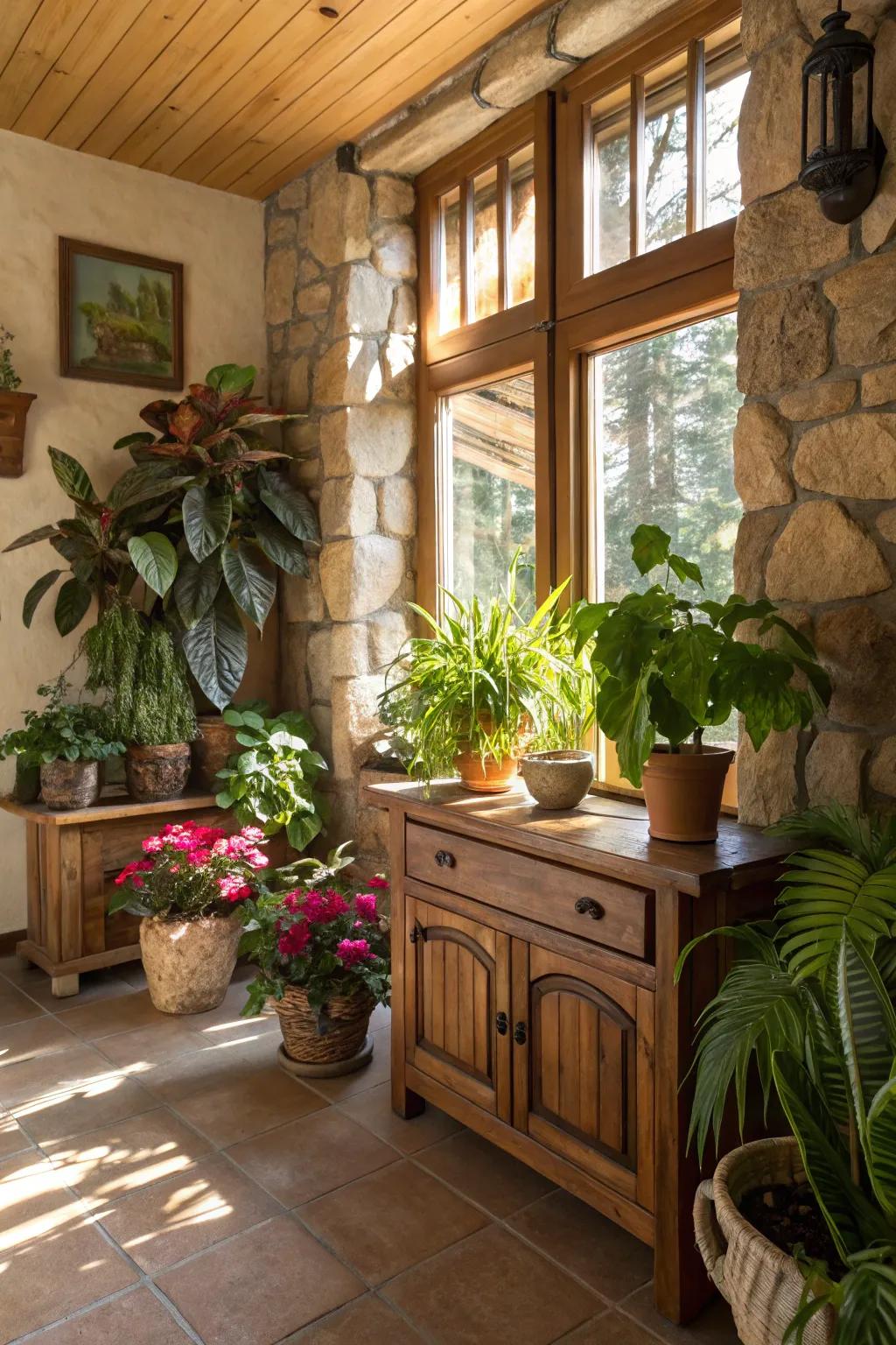 Organic components create a peaceful interior setting.