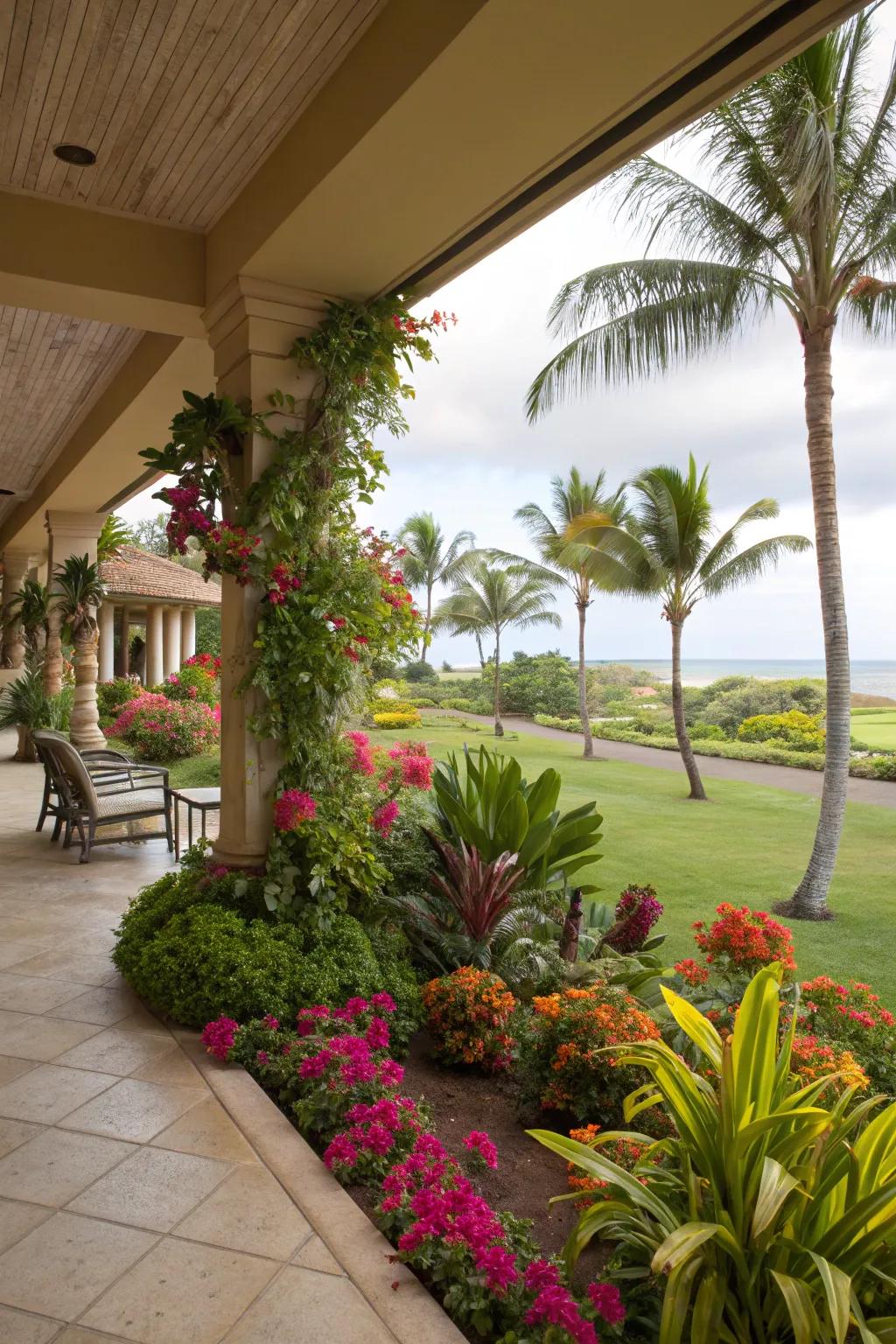 Amplify your lanai’s natural charm with rich greenery.