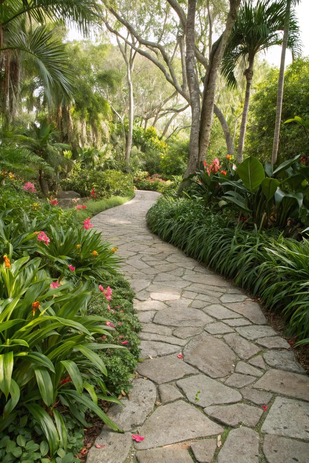 A stone walkway contributes both allure and practicality to your outdoor space.