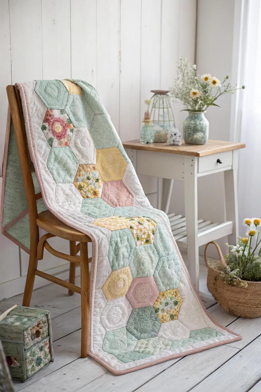 Uncover the serene beauty of six-sided flower quilts—where minimalist design meets bohemian charm.