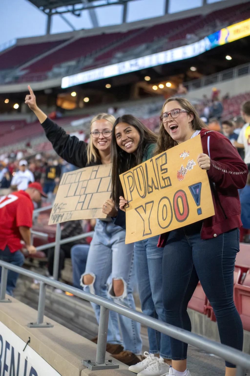 Fans engage in playful banter with the competition.