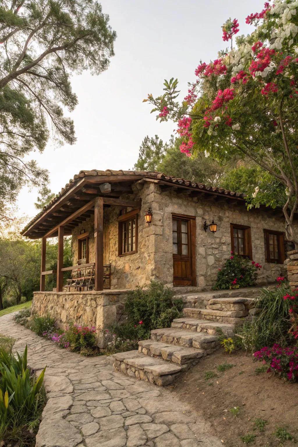 Colors inspired by stone integrate seamlessly with natural landscapes.