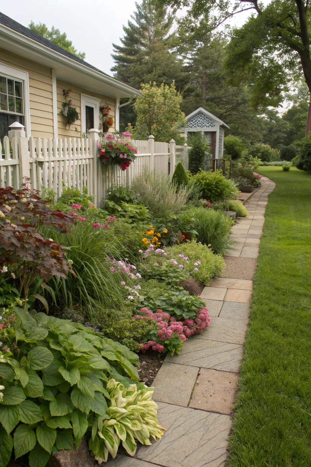 Layered planting enhances the garden's spatial dimension