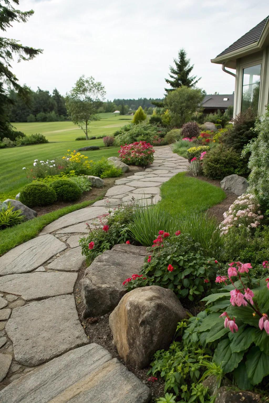 Guide your visitors through a beautifully stone-lined pathway.