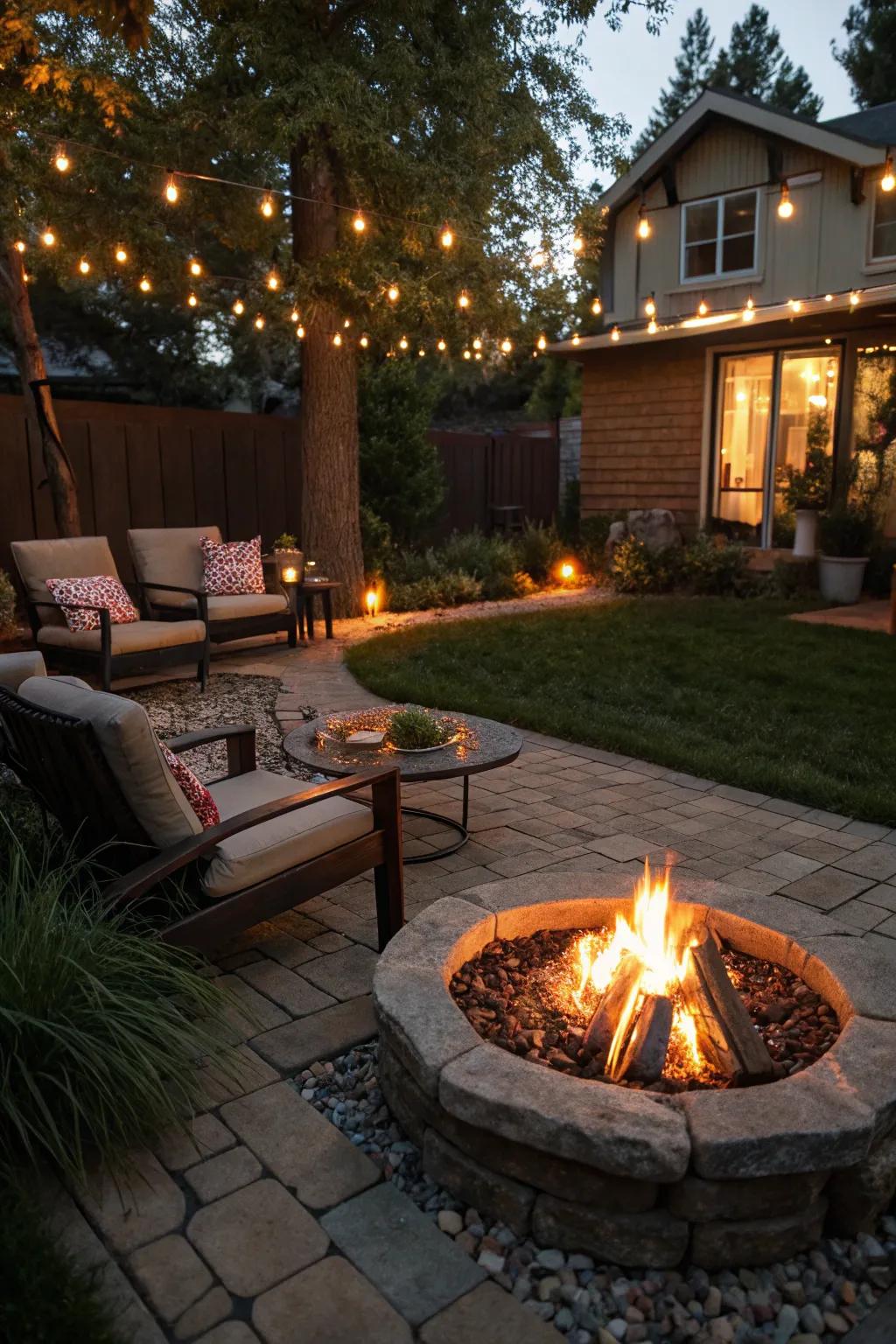 Elevate your evenings with a fire pit gathering in the front yard.