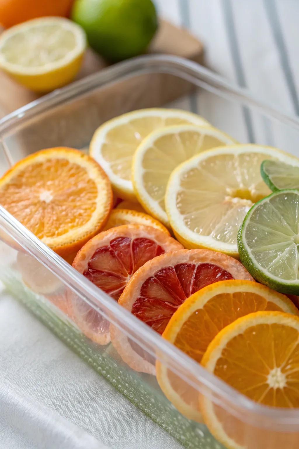 A revitalizing citrus presentation tailored for an animated culinary space.