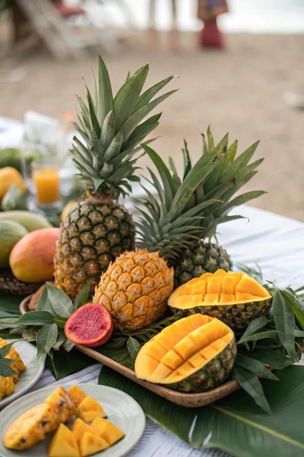 A tropical paradise fruit table for a taste of summer.