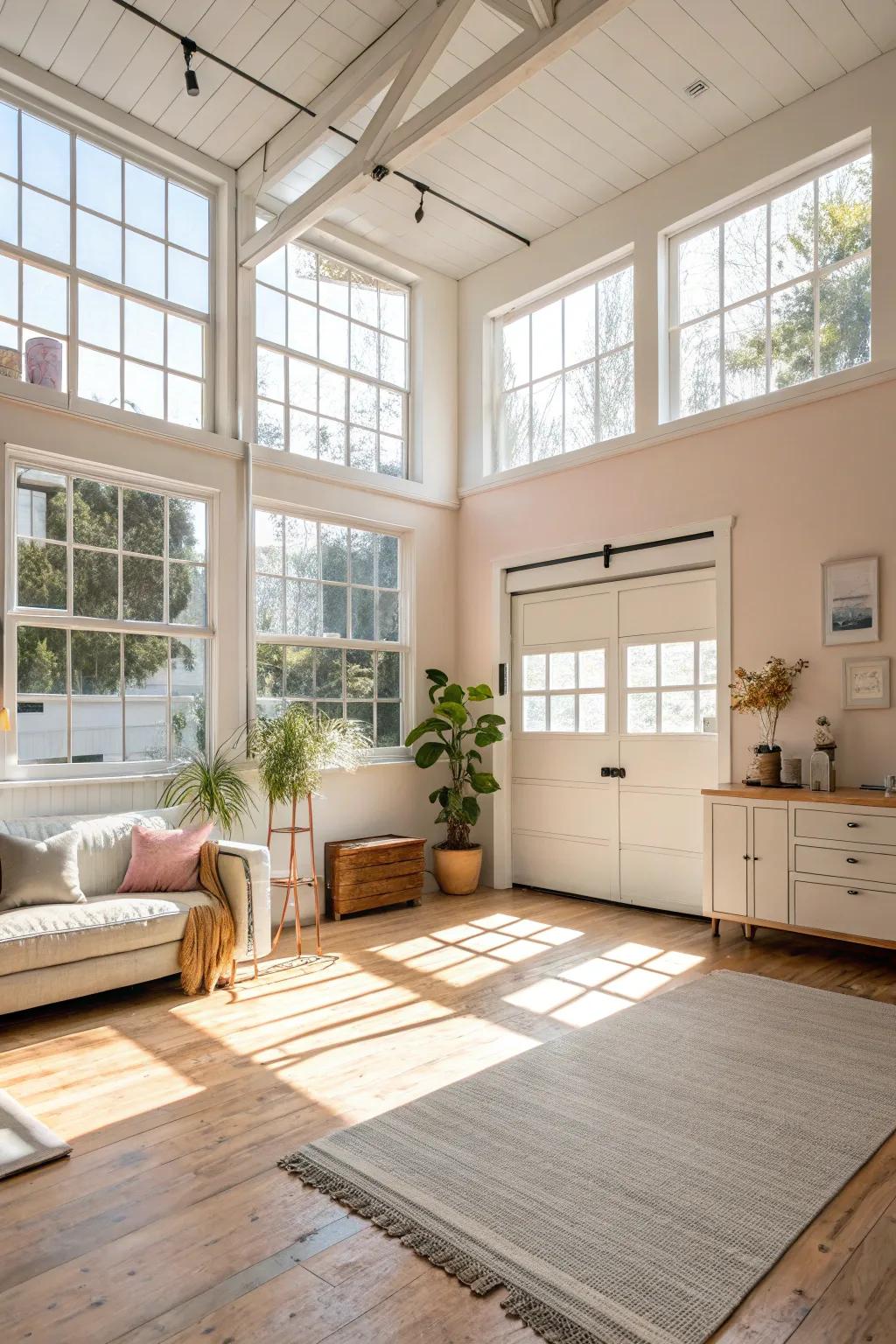 Radiant and open interiors with natural light and light shades.