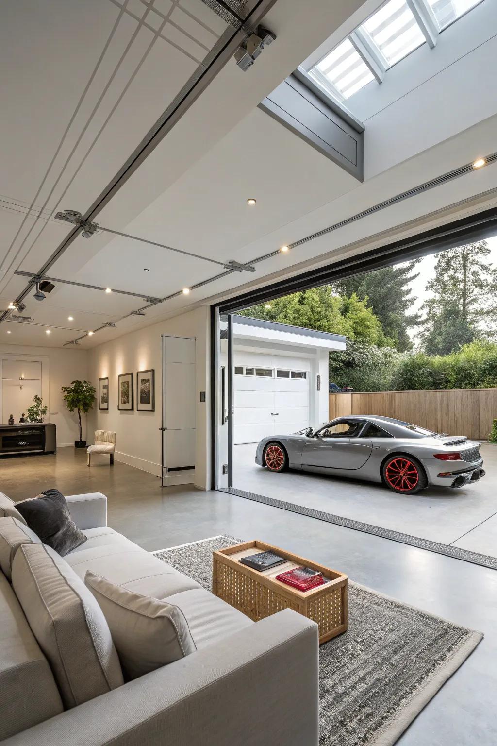 Streamlined simplicity turns a garage into an area of refined taste.
