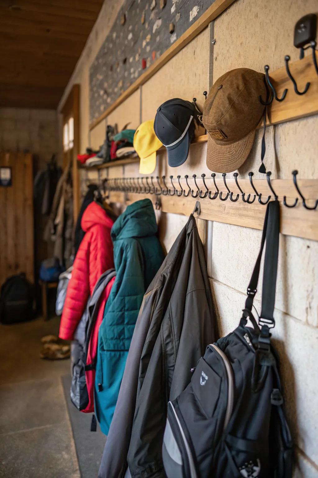 Mounts and dowels offer effortless entry to regularly used items.