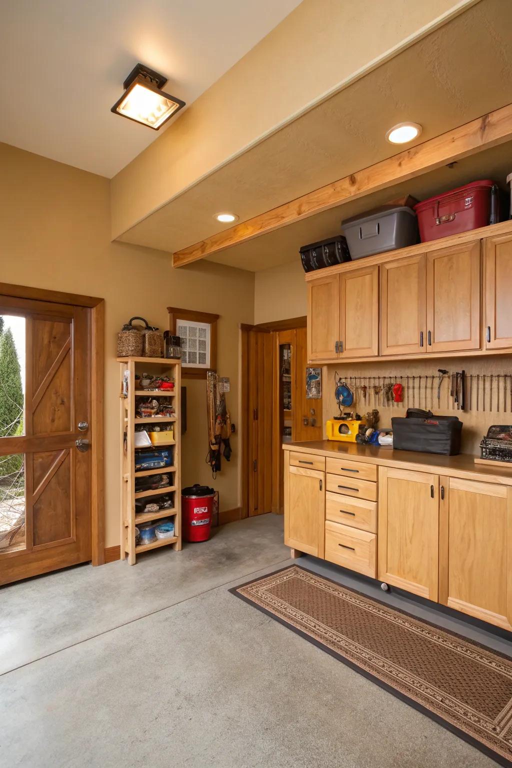 Any garage will feel cozier and warmer with beige.