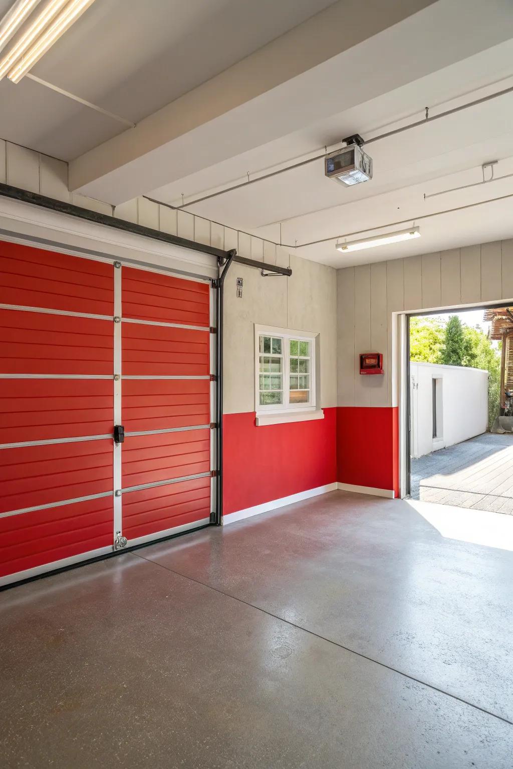 A bold accent wall introduces a splash of color.