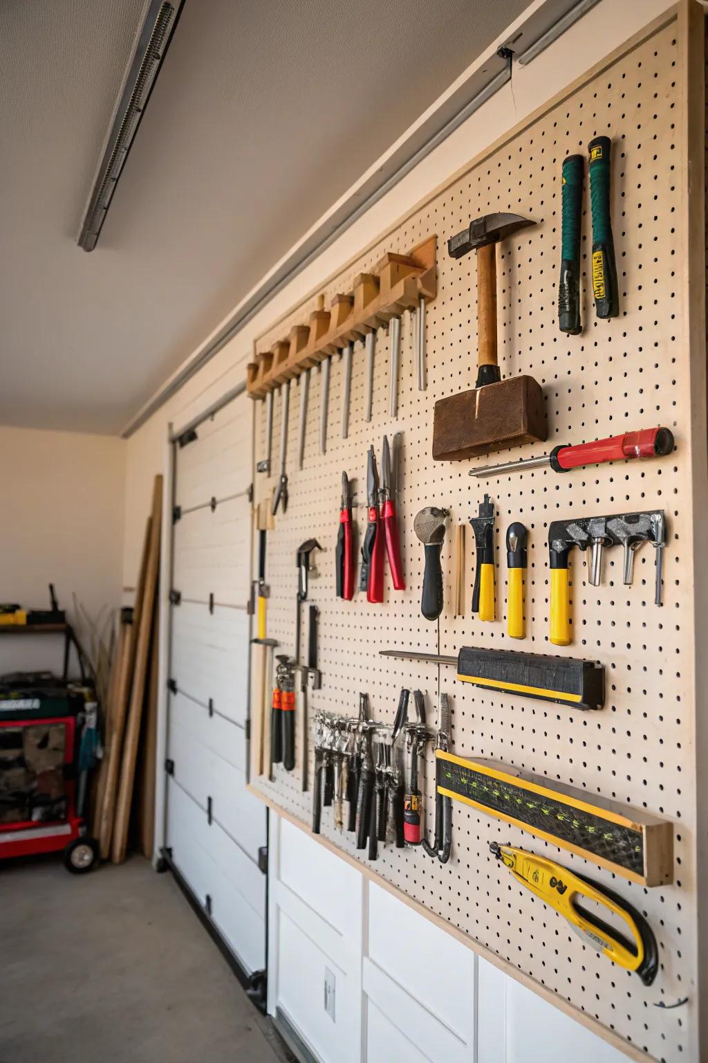 Pegboards deliver a straightforward yet impactful approach to tool organization.