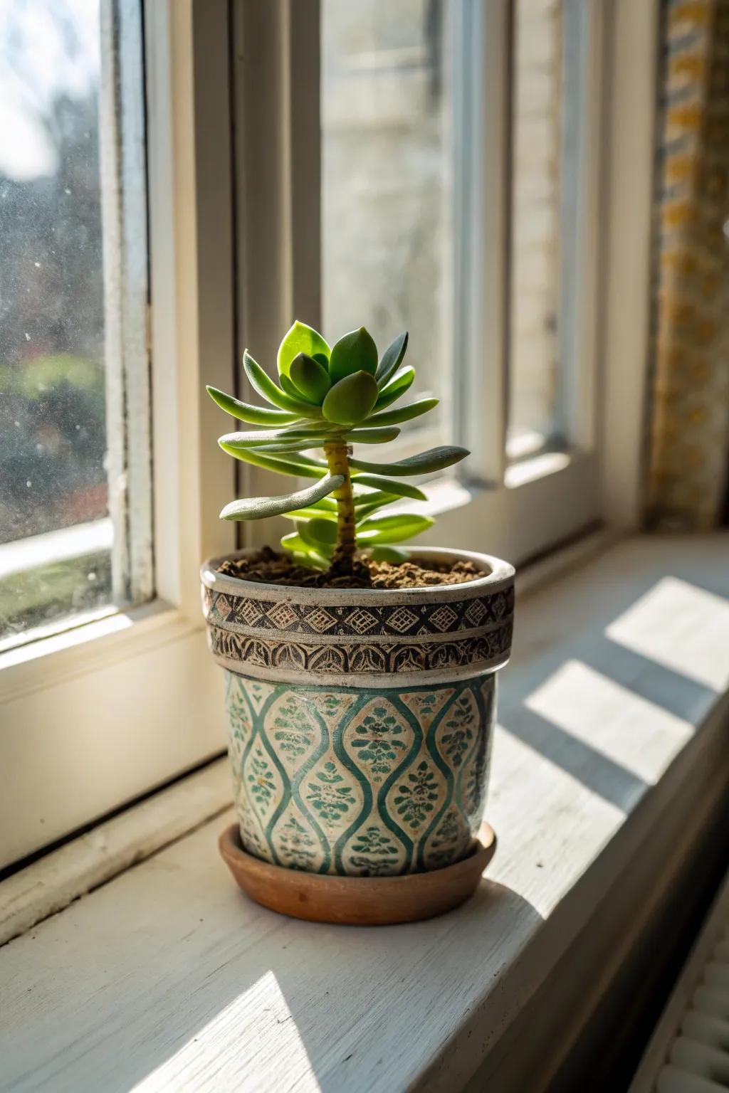 Any space is brightened up with a little green plant.