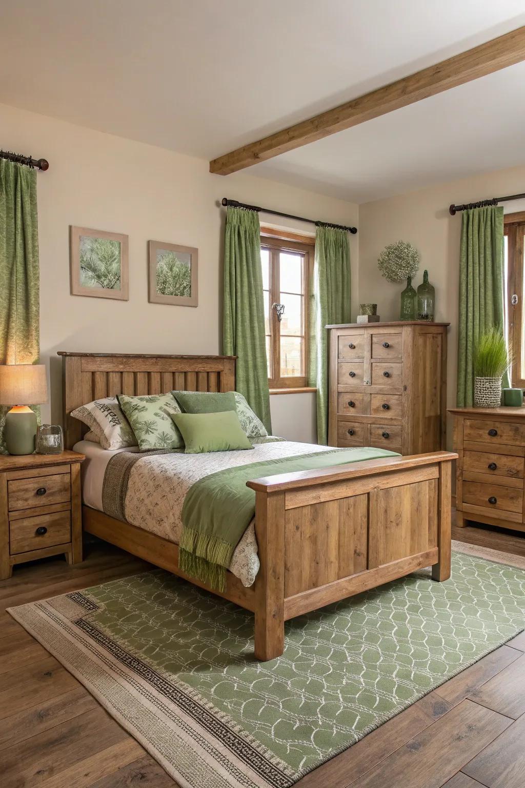 Elements of timber augment the room's earthy character.