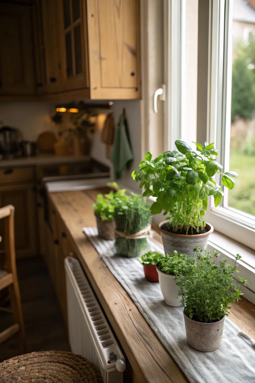Herb gardens incorporate a verdant element to your culinary space.