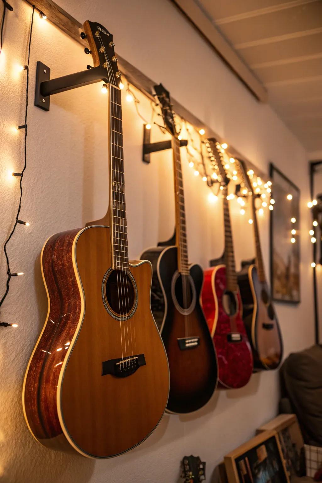 Instruments illuminated via LED lights, establishing a snug environment.