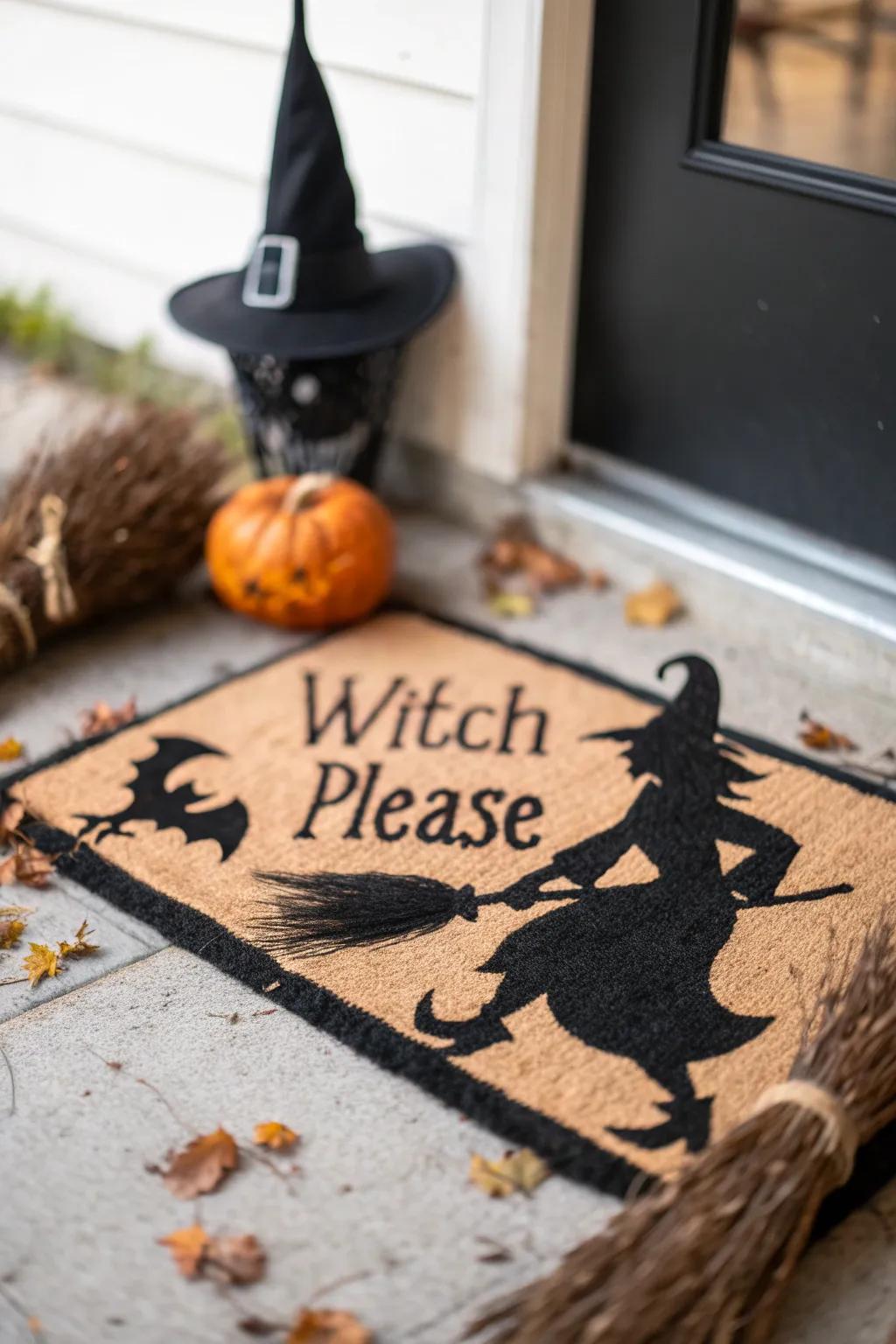 An enchantress-themed entrance mat adds humor and charm to your entryway.