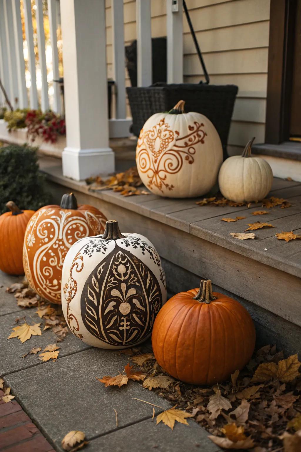 Decorative film artistry converts gourds into stunning Halloween exhibits.