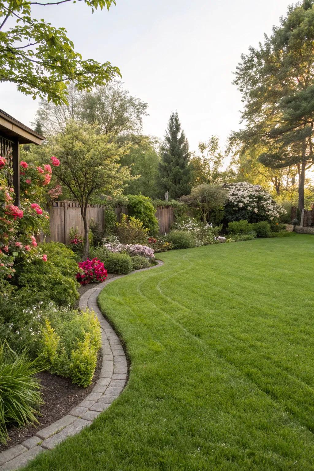 Abundant greenery adds a natural touch to your Hamptons-style backyard.