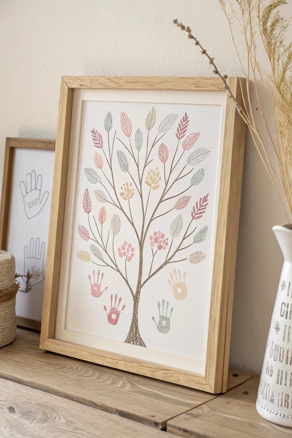 Capture family bonds with this DIY handprint family tree—where each leaf tells a story. 🌿👶