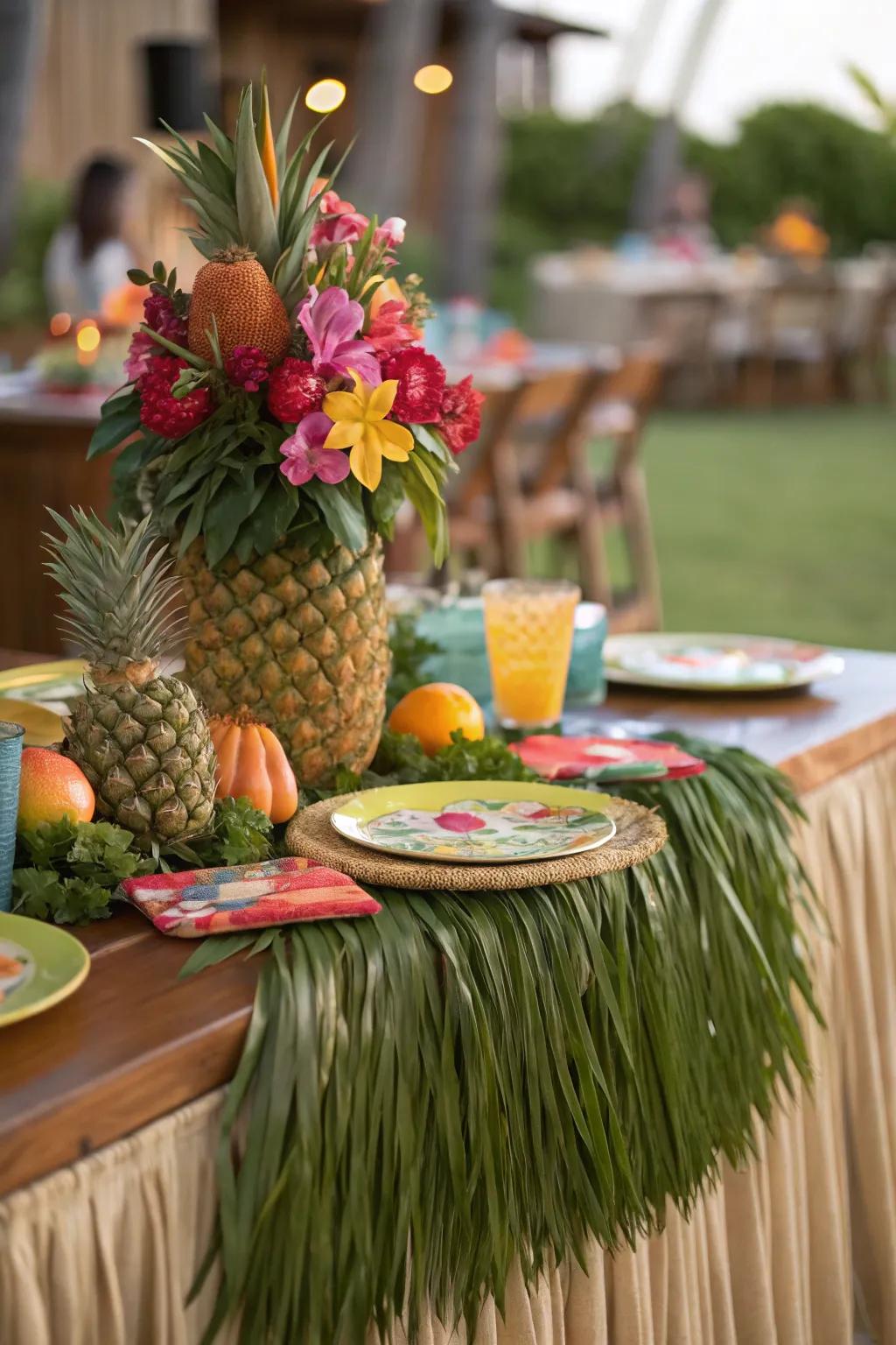 Hula skirts give a tiki touch to your eating experience.