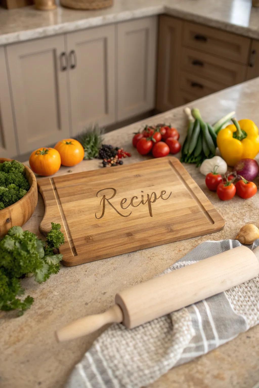 A bespoke serving board featuring a cherished family recipe.