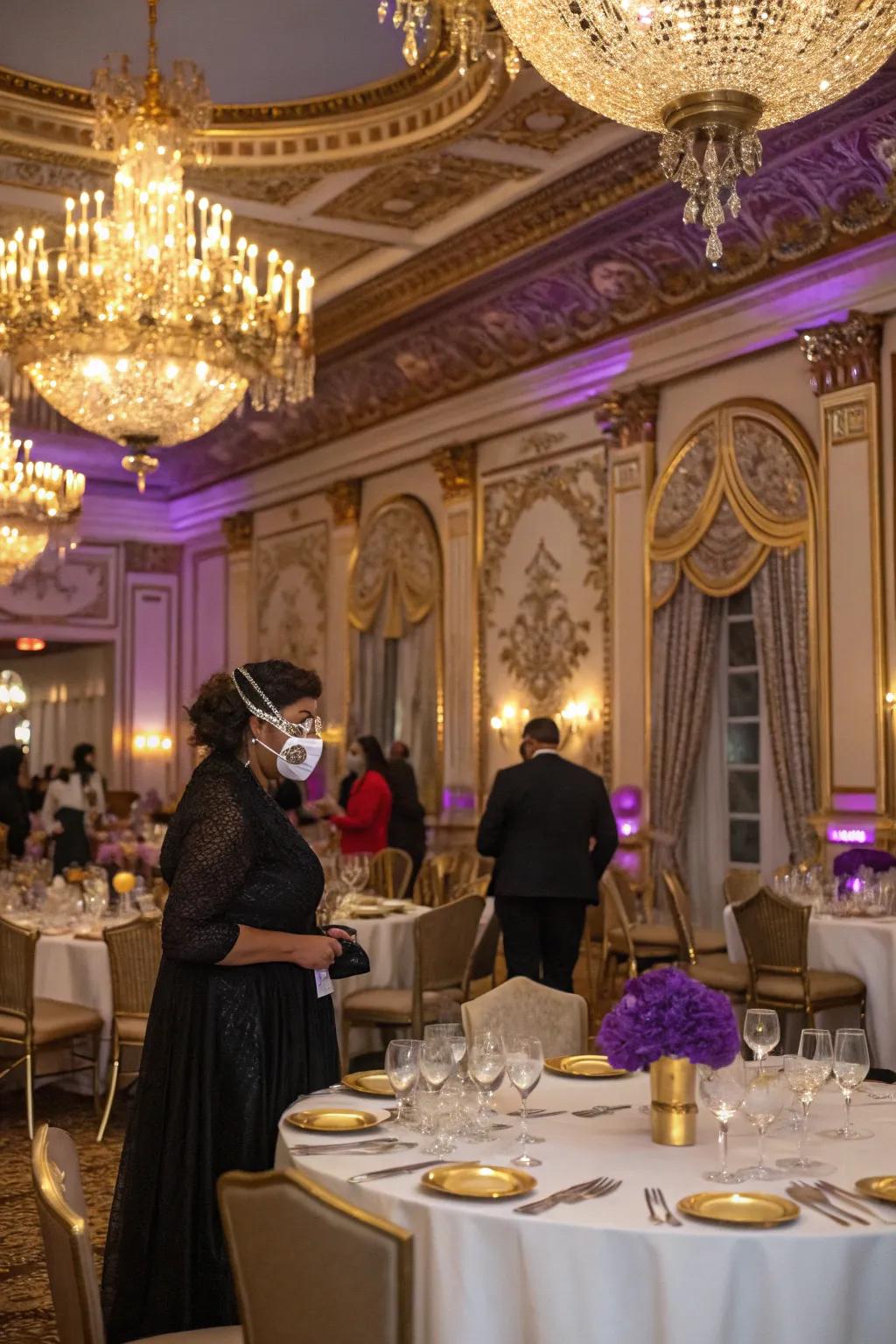 Organize a sophisticated Veiled Gala for a clandestine yuletide festivity.