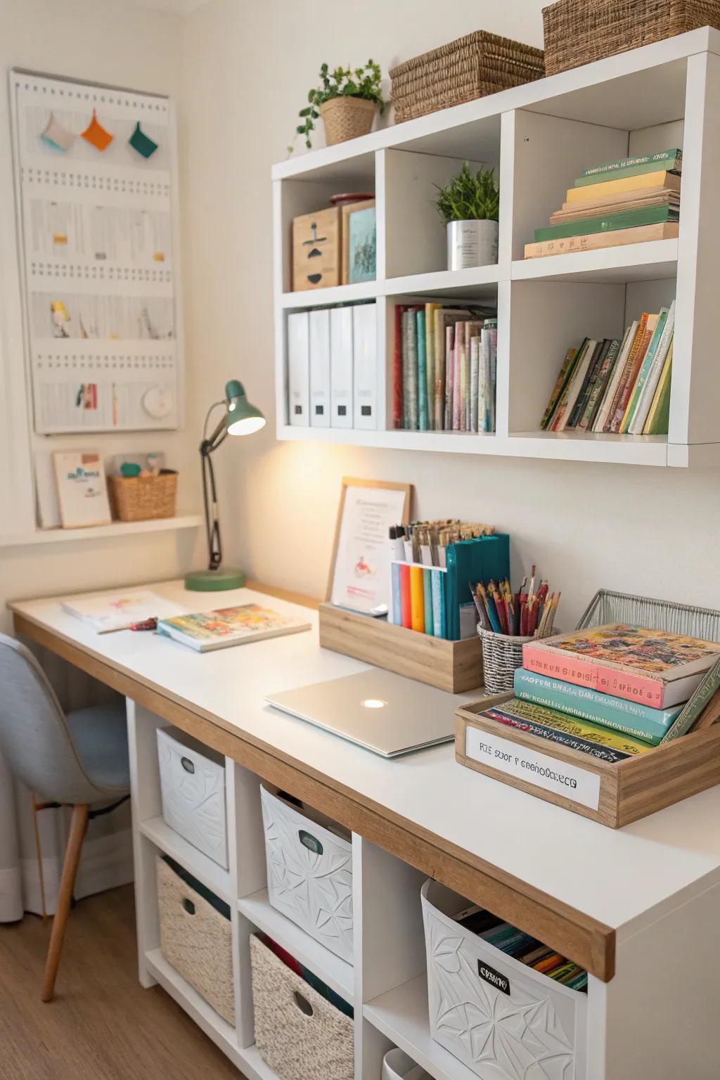 Effective storage solutions guaranteeing a clutter-free study zone.
