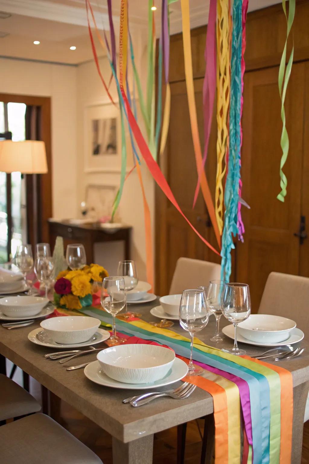 Dress your table with ribbons for a festive and inviting display.