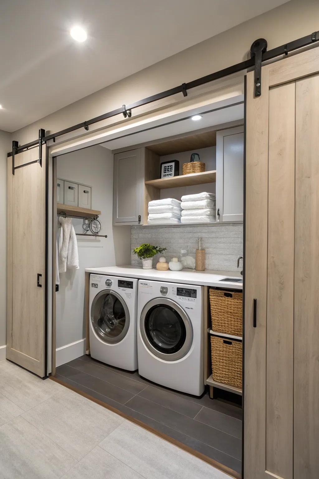 Sliding panels offer sleek style with easy access.