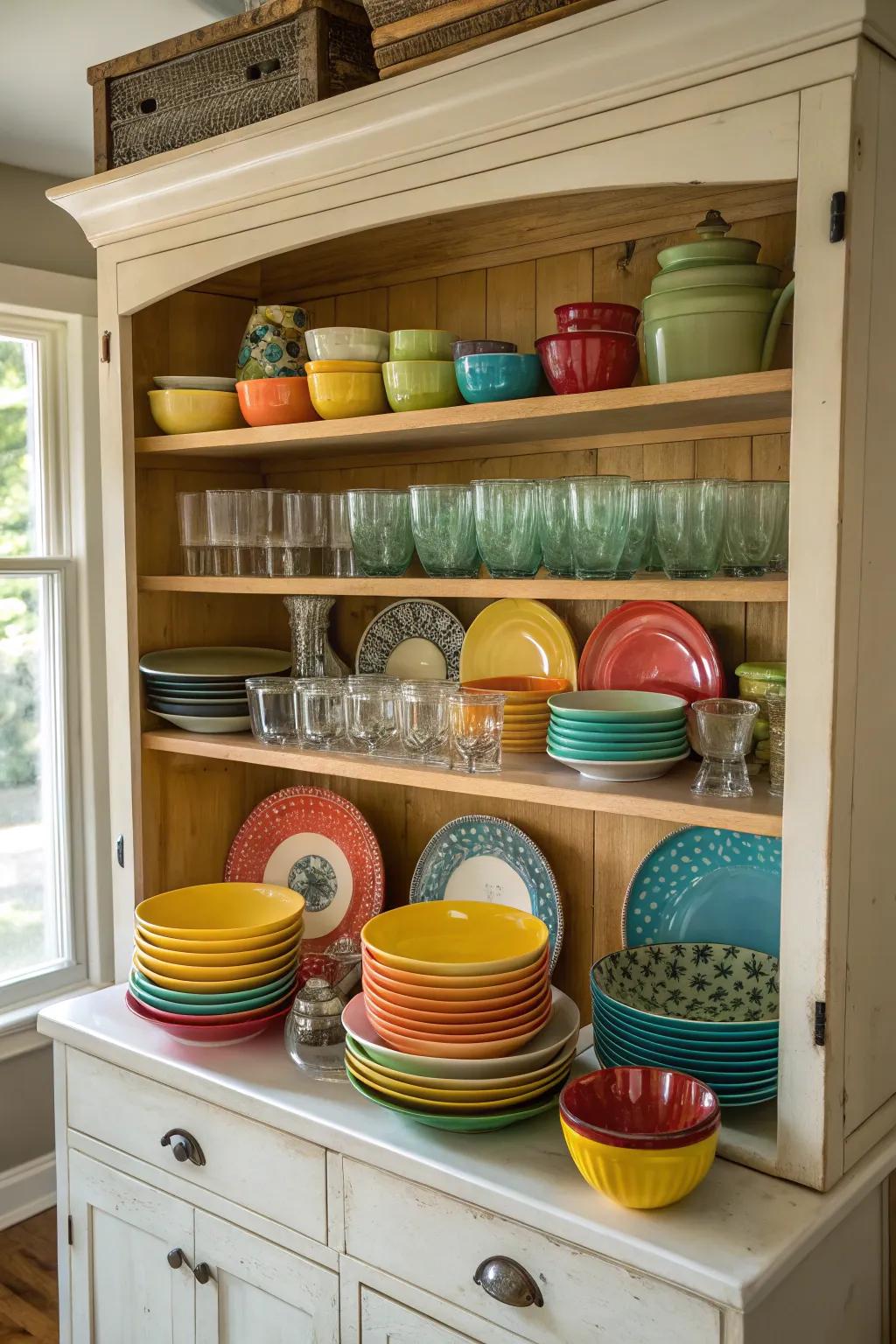 Infuse charm into your cooking area with a cupboard top cabinet.