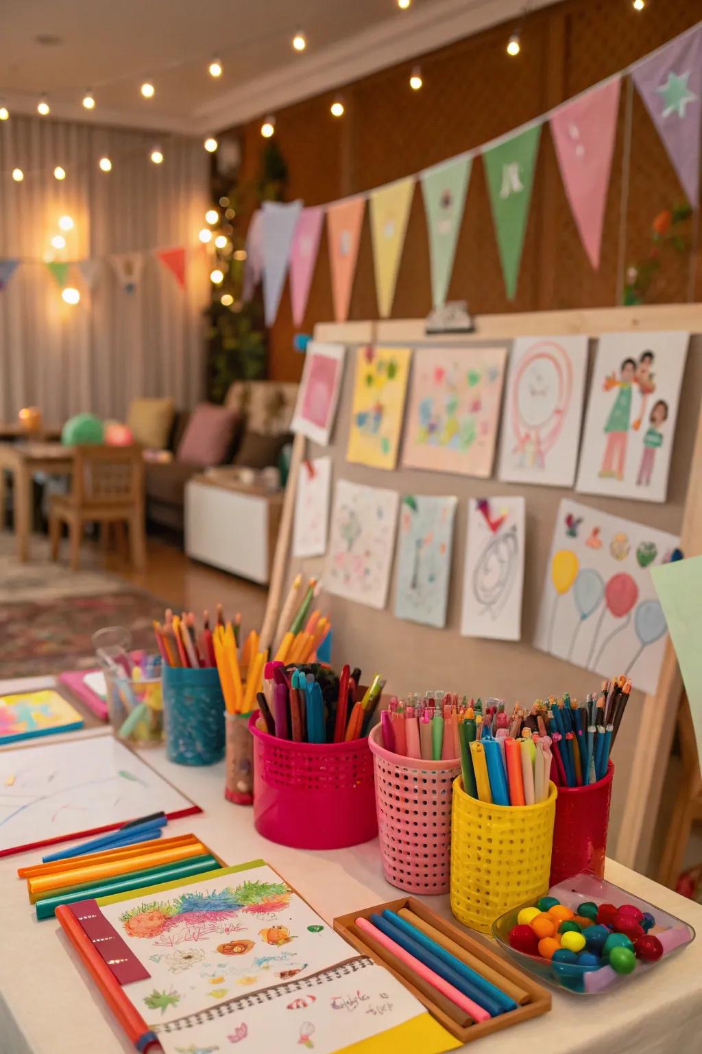 An artistic creation area filled with creative possibilities.