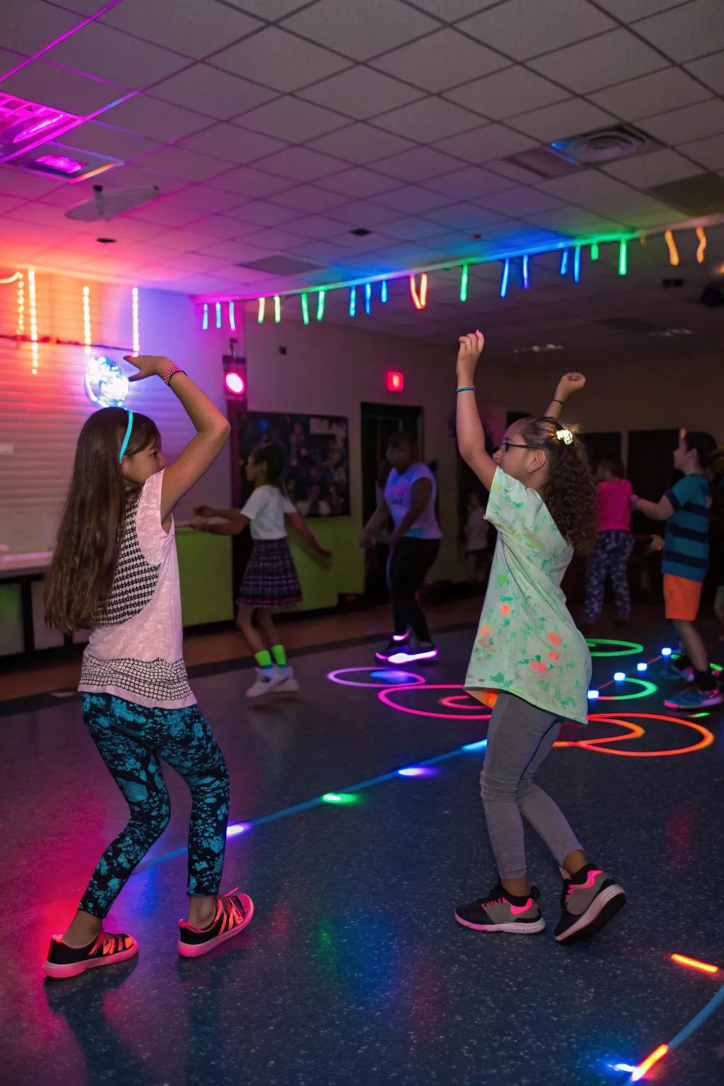 A vibrant radiant dance celebration for endless amusement.