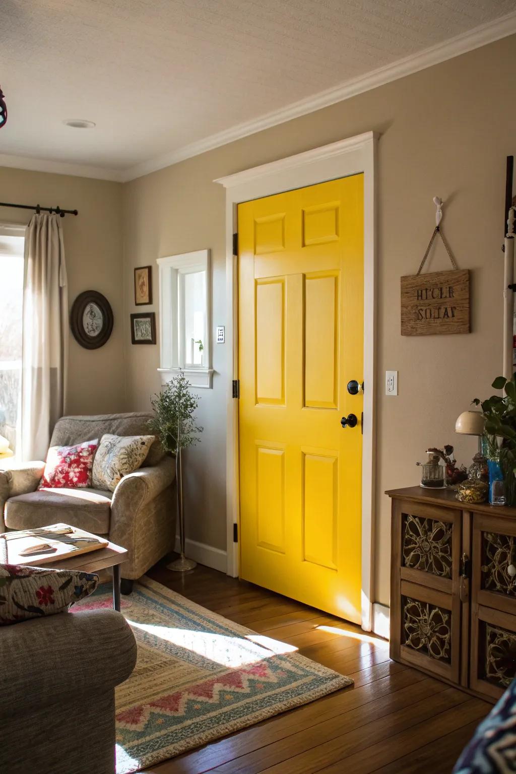 A radiant gold door brightening up the area.