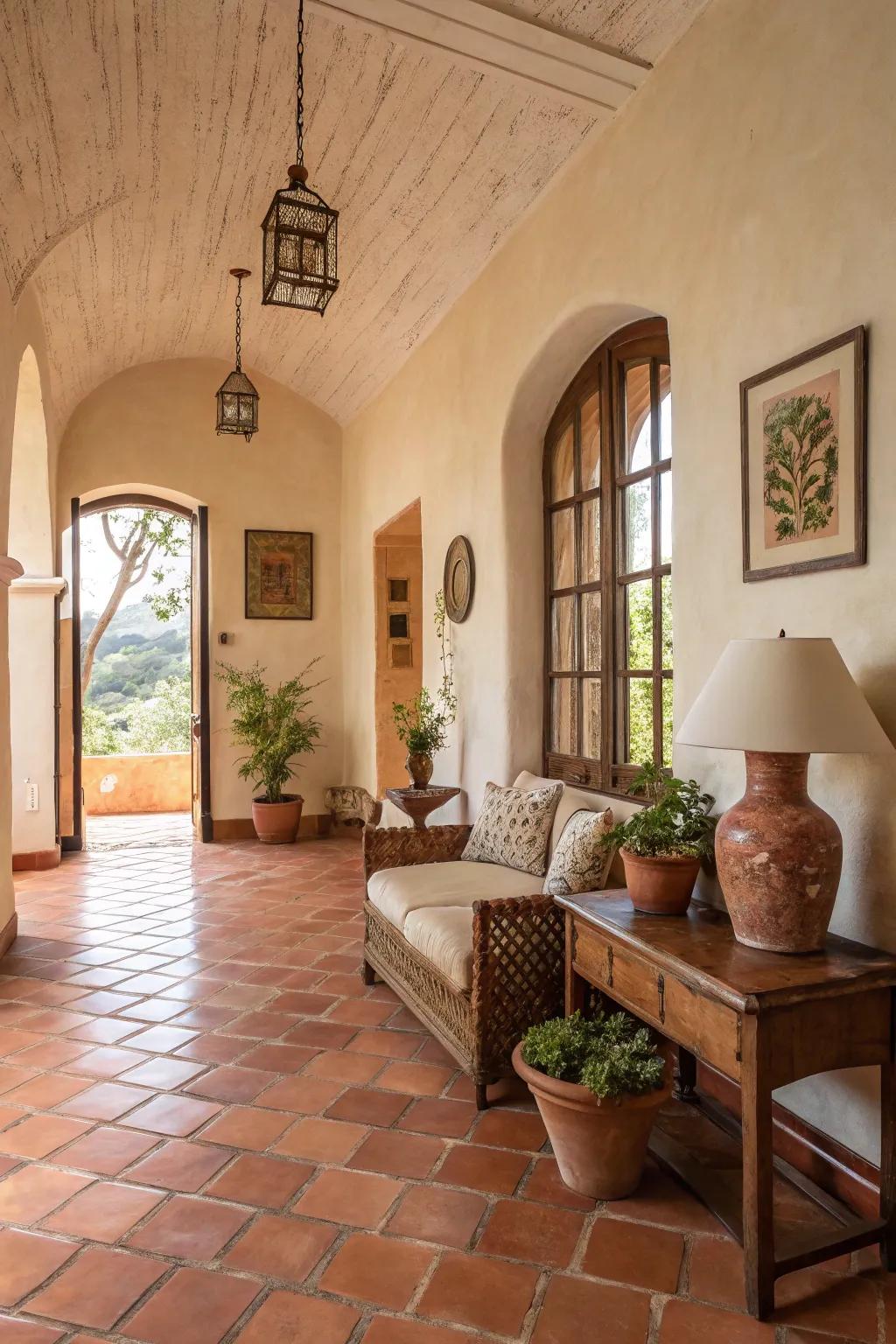Natural shades conjure a toasty and welcoming atmosphere suggestive of the Mediterranean.