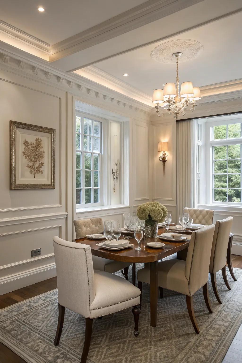 Alabaster trims deliver an ageless and sophisticated charm.