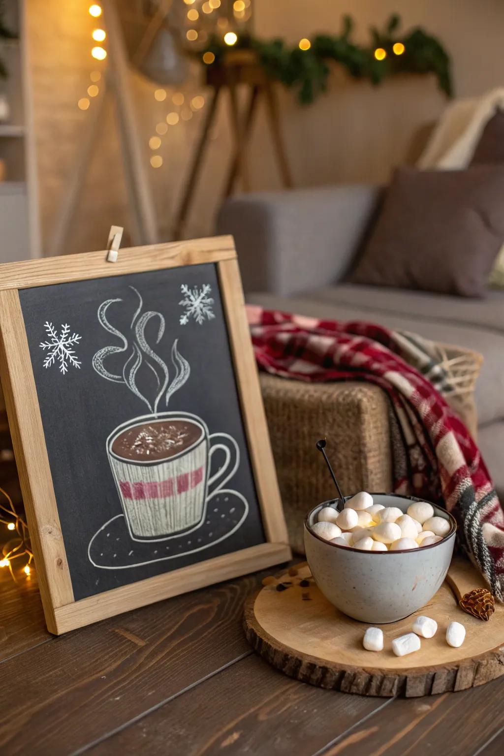 Indulge in the solace of a comforting chalkboard depiction.
