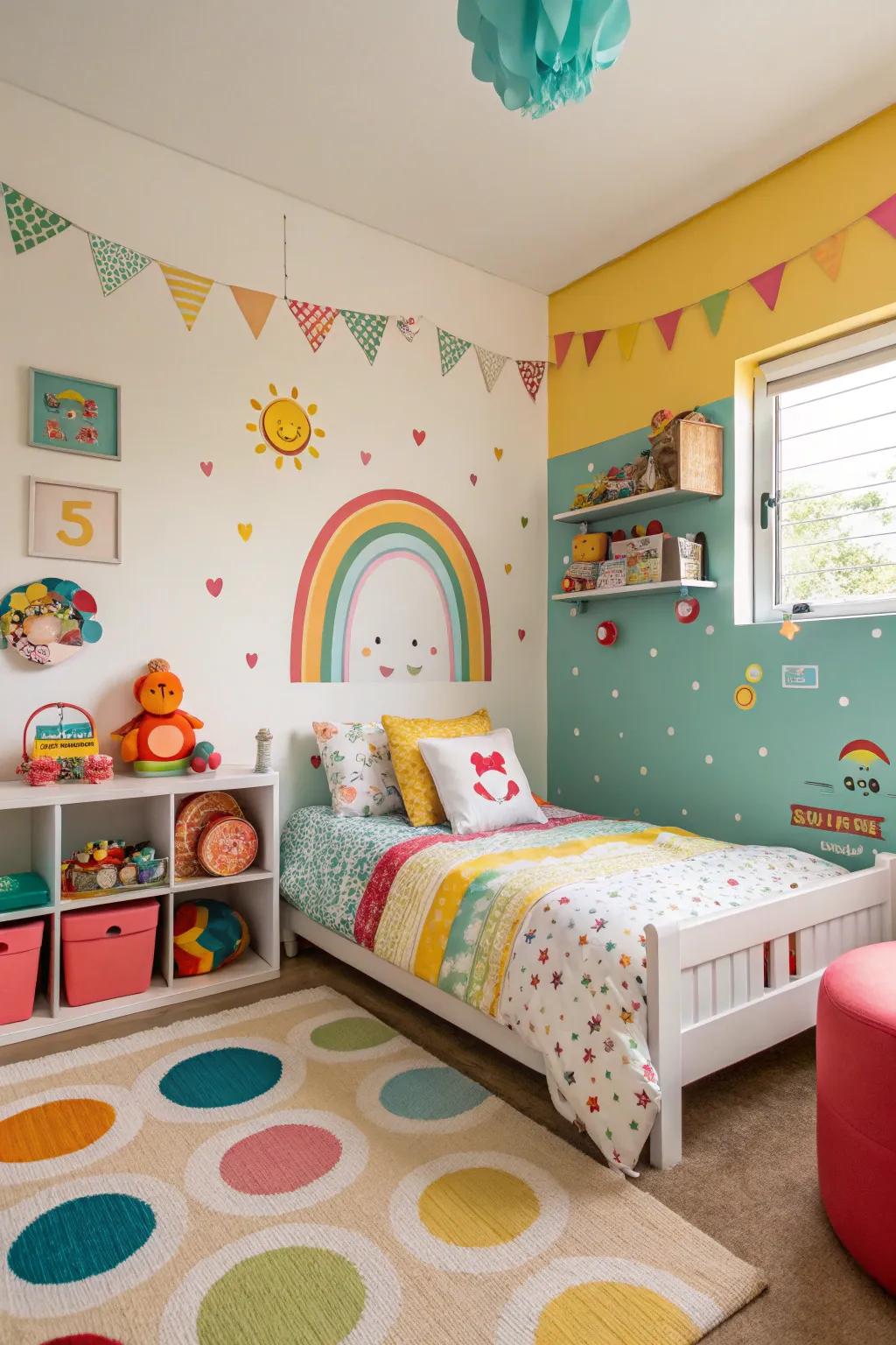 Intense hues breathe vitality into this cheerful kids' room concept.