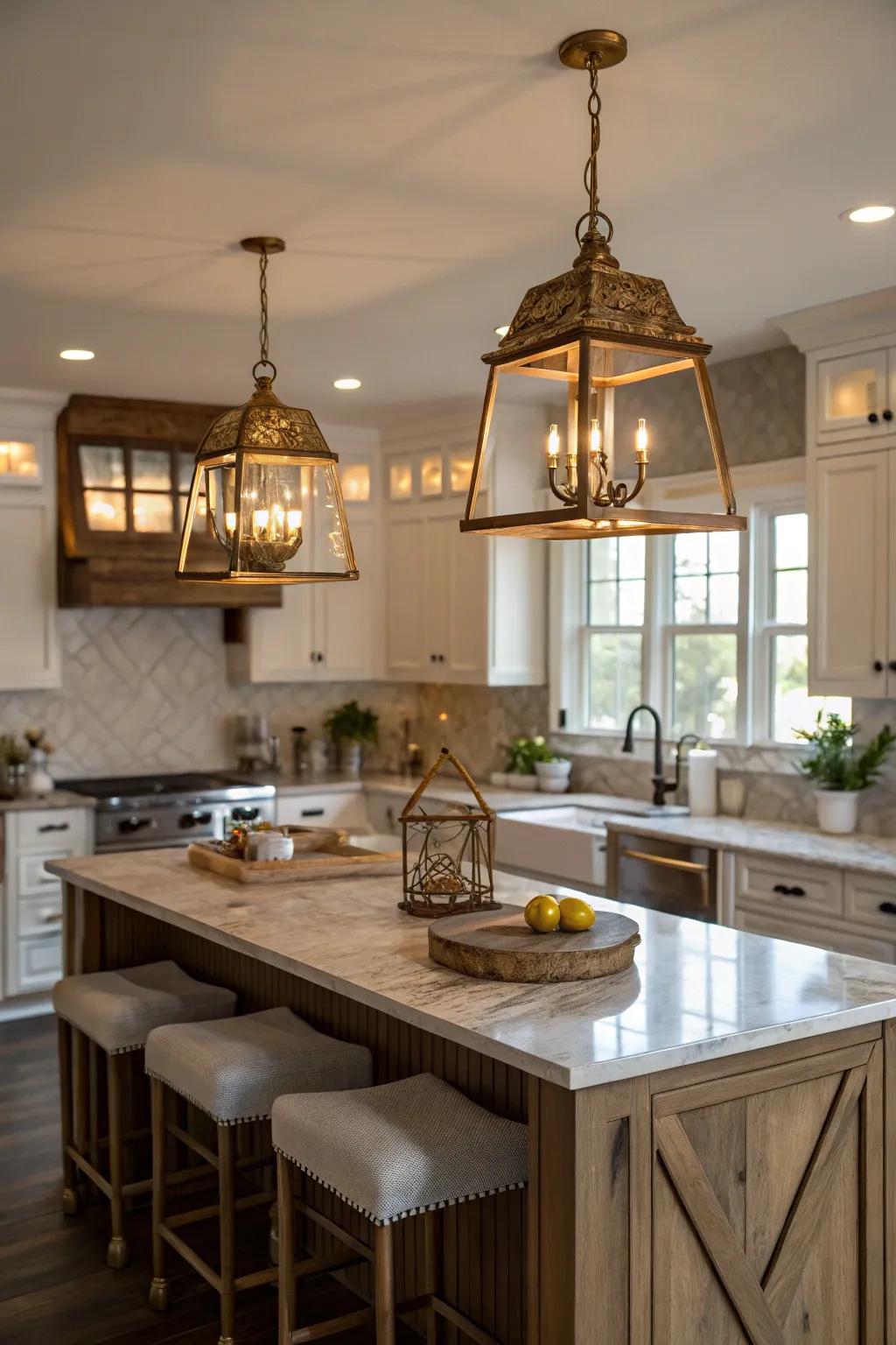 Mixing materials like brass and timber brings coziness and style.