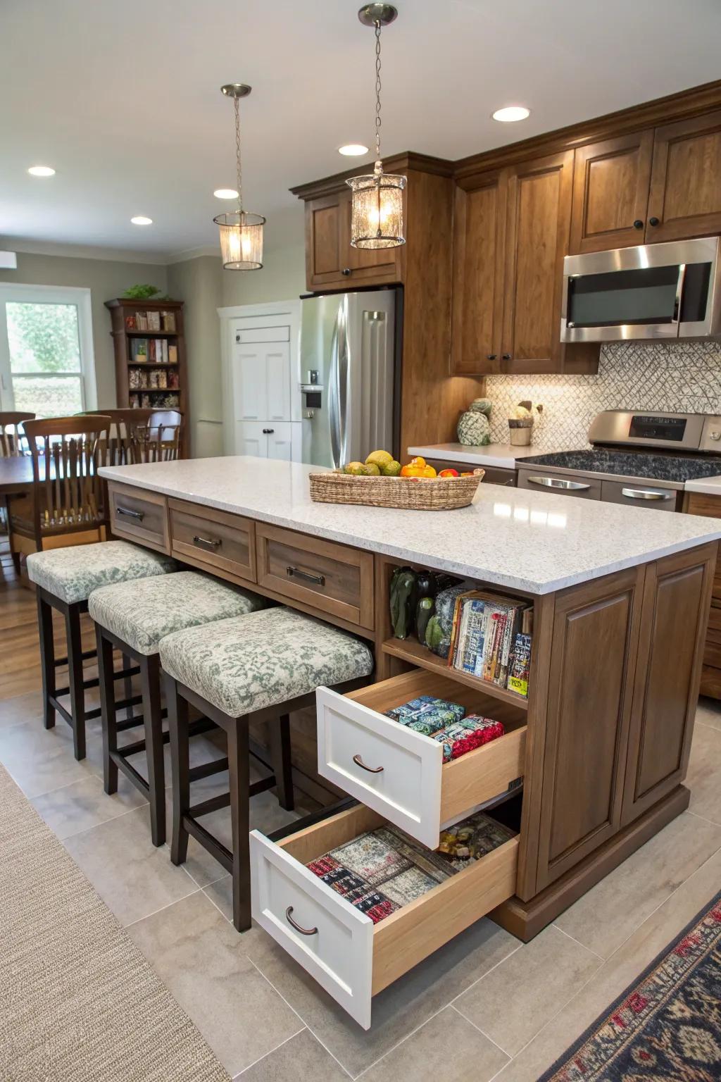 Maximize your kitchen's utility with built-in storage.