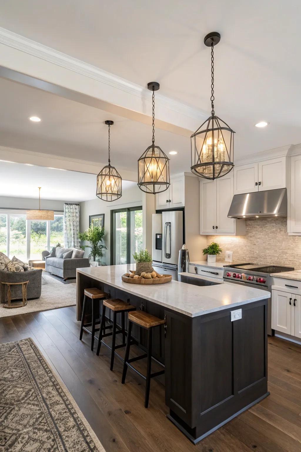 Contemporary lighting fixtures enhance both style and functionality.