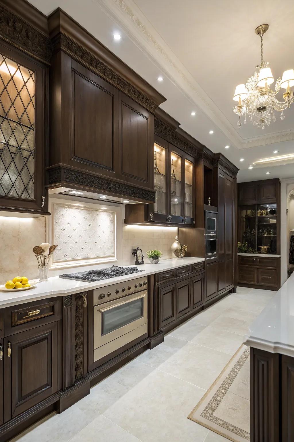 Black paneling adds depth and drama to any cooking area.