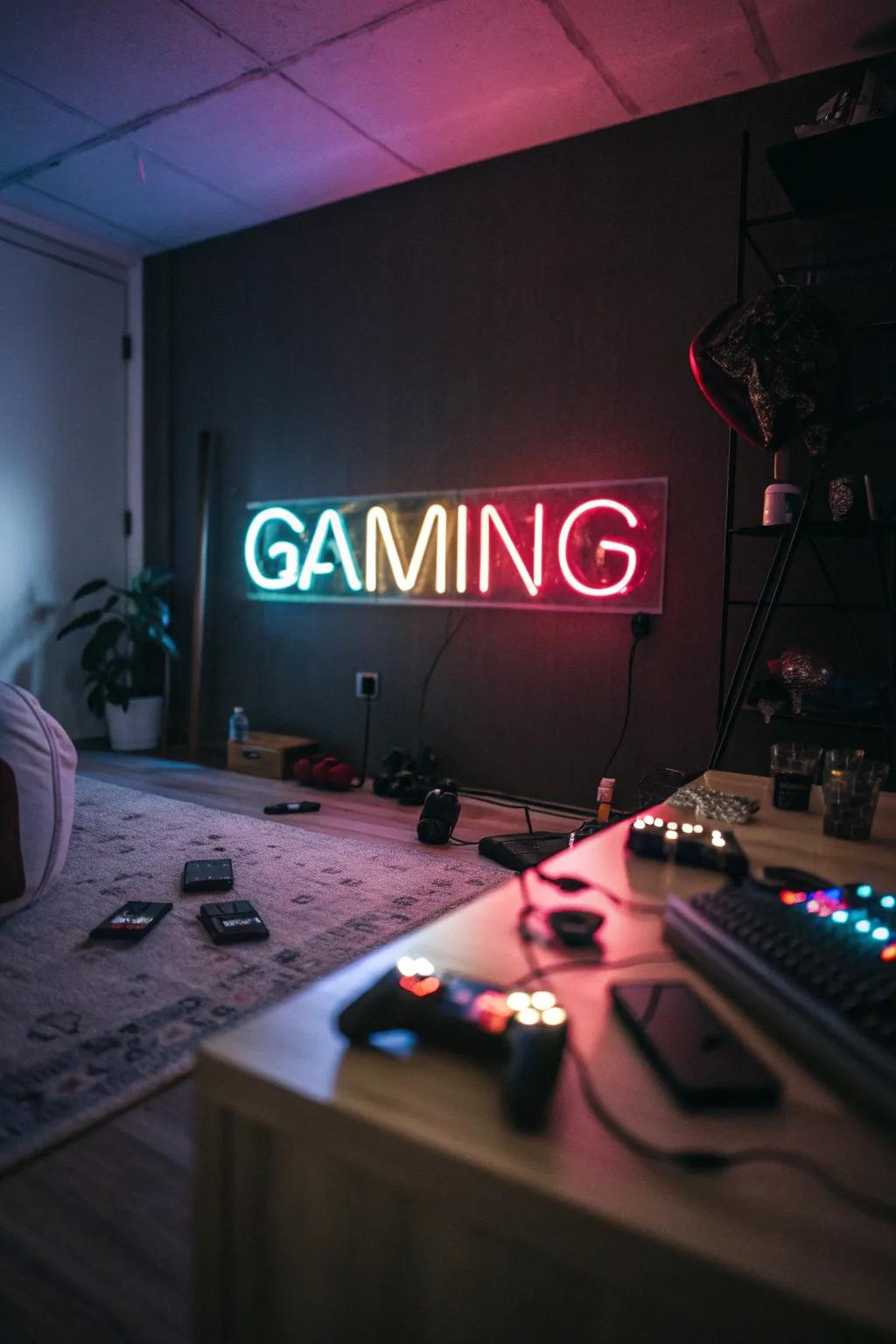 Individualize your area using themed neon emblems.