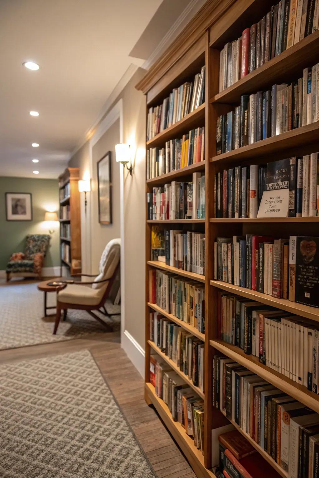 Elegant floor-to-ceiling bookshelves that create a statement.