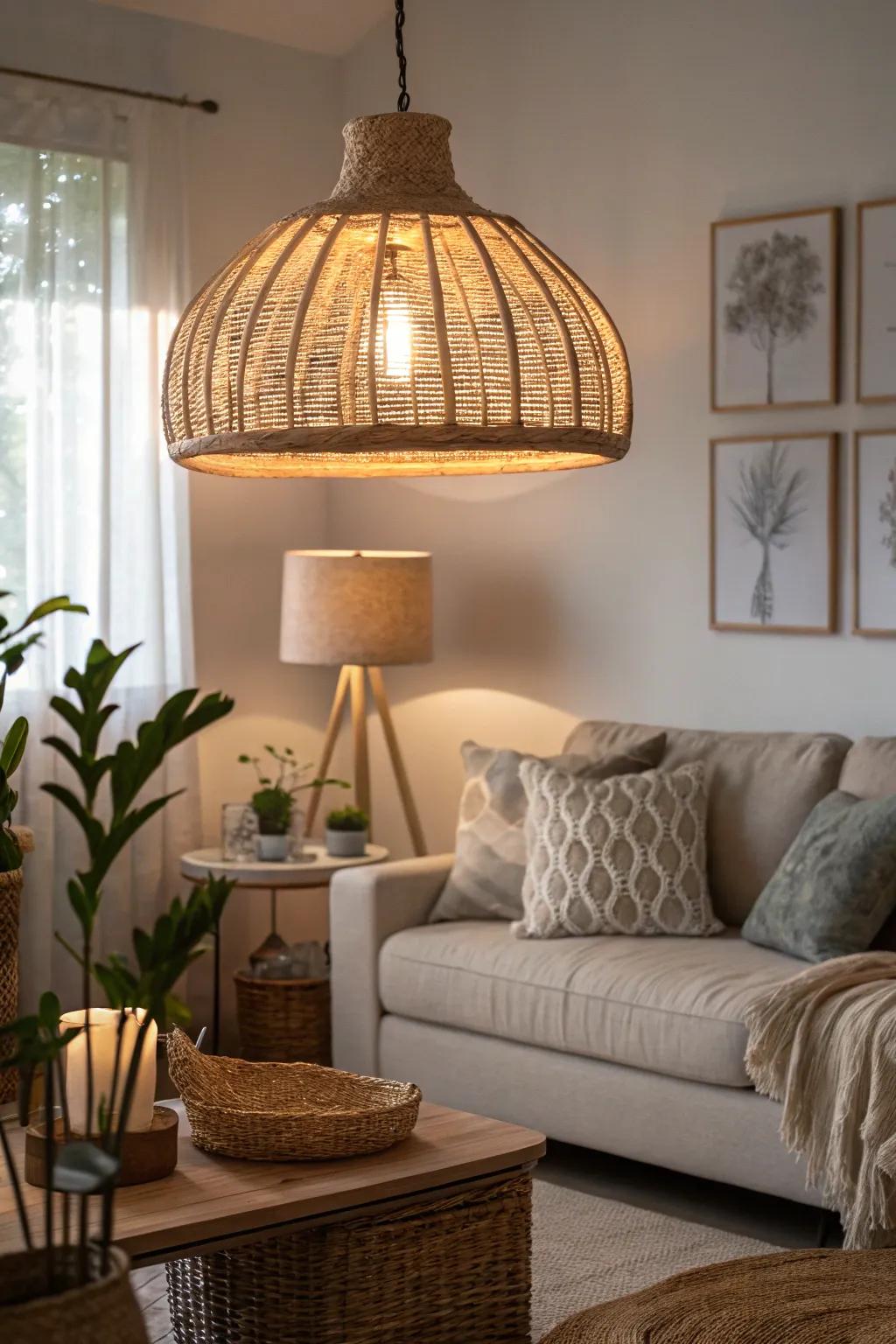 Wicker pendants bring natural texture to your area.