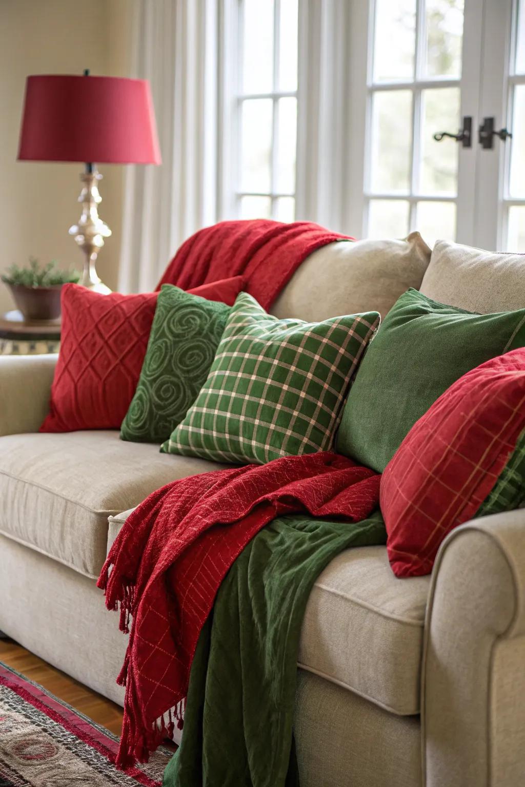 Welcoming fabrics in celebratory shades create a warm and alluring atmosphere.