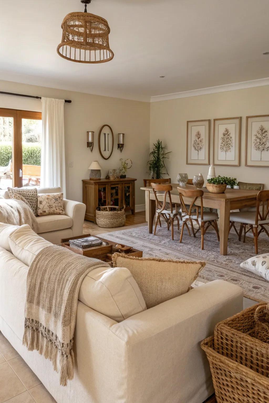 Neutral colors foster a unified and soothing environment.