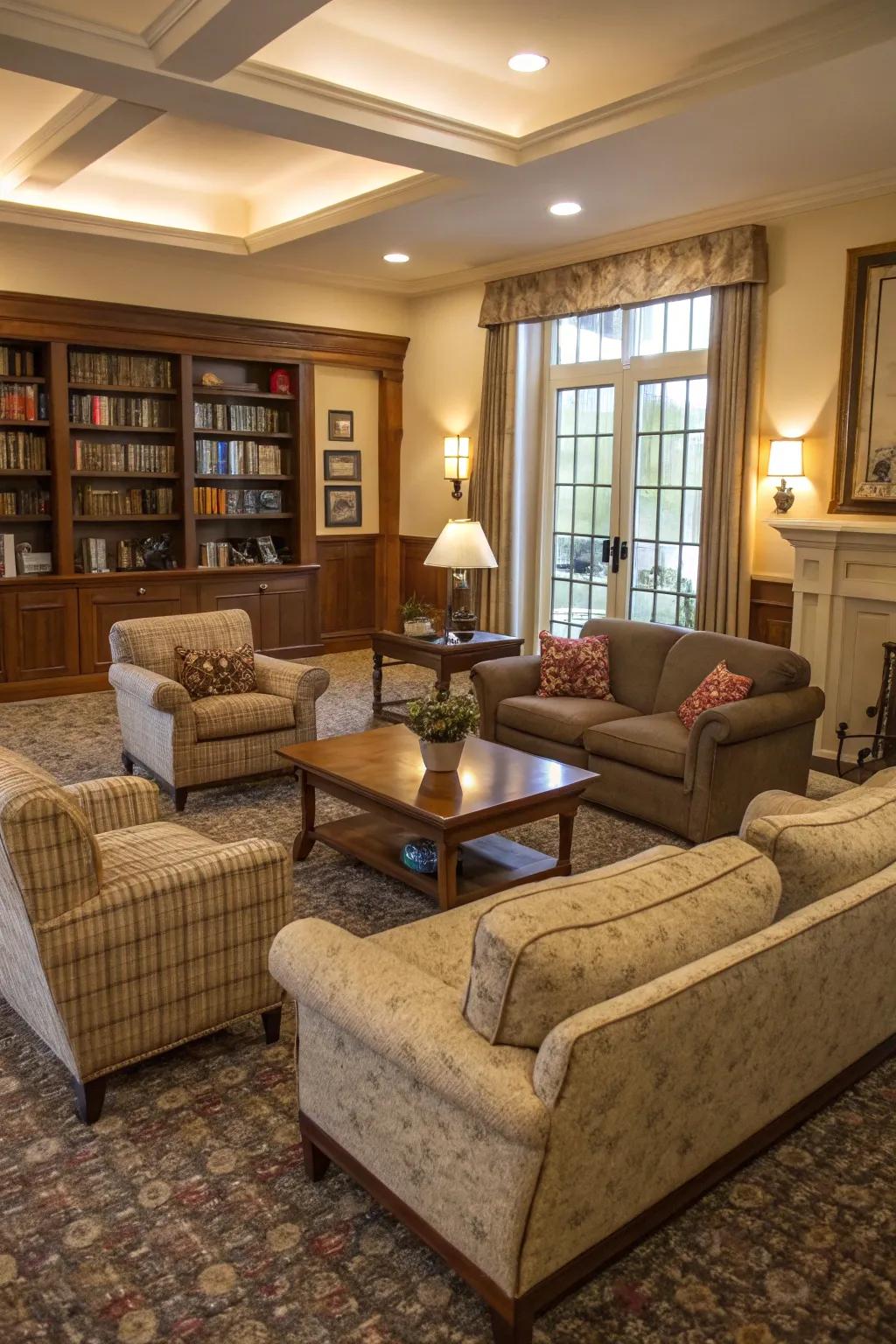 A seating arrangement that encourages conversation.